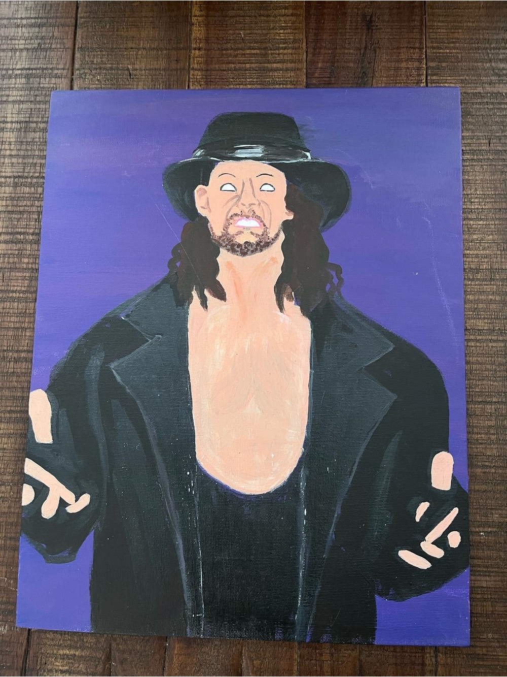 Undertaker WWE Hand-Painted Purple and Black Wrestling Portrait Canvas Acrylic